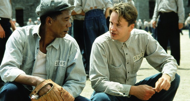 THE SHAWSHANK REDEMPTION, Morgan Freeman, Tim Robbins, 1994, (c) Columbia Pictures/courtesy Everett